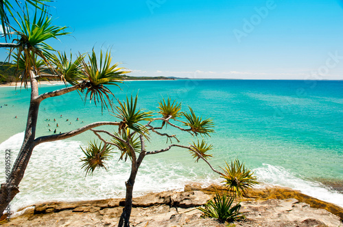 Australian beach on a hot summers day on Stradbroke Island, Queensland photo