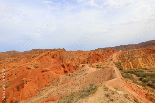 Fairytale Canyon Skazka located in Tosor next to Issyk-Kul lake, Kyrgyzstan photo