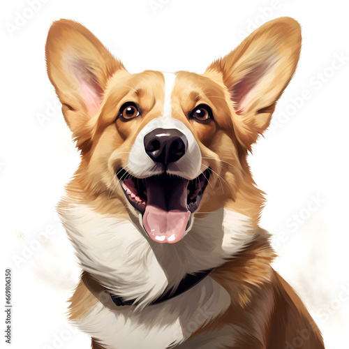 Pembroke Welsh Corgi Puppy Dog Artistic Style Painting Drawing Close Up Portrait  © Kevin