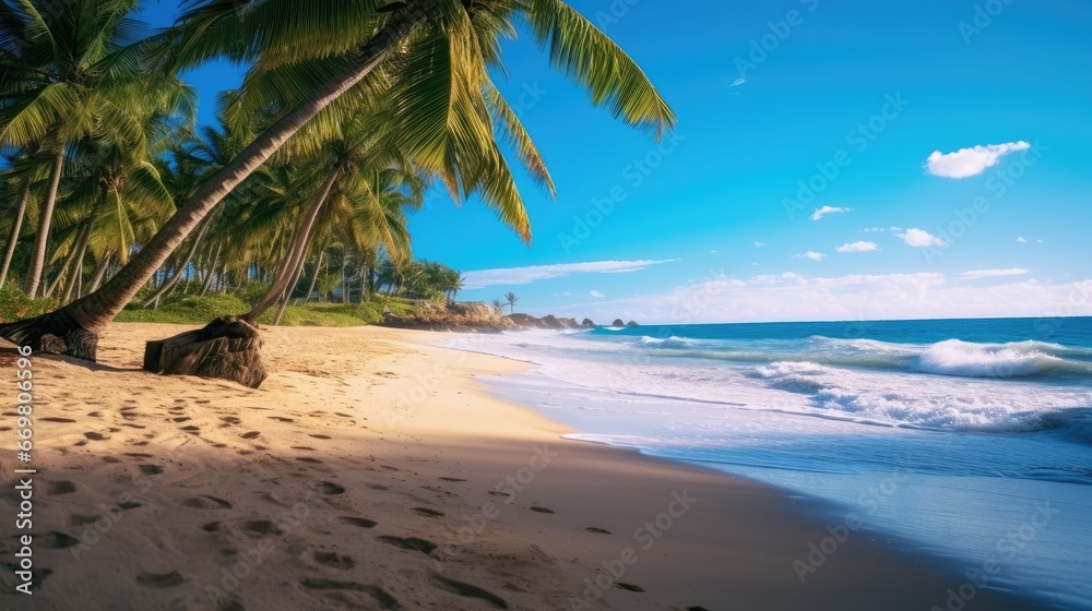 Photo of Tropical Paradise A White Sand Beach Under Cloudy Skies