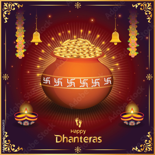 Happy Dhanteras wishing Illustration photo