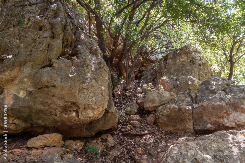 The Nahal  Amud National Natural Park in Western Galilee in northern Israel