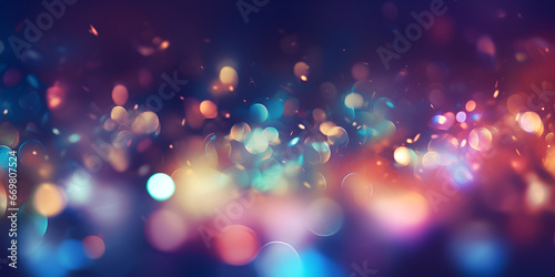 background with colorful Bubbles ,Colorful Bubbles And Water Spouts At The Surface,Colorful defocused bokeh lights in blur dark blue background photo