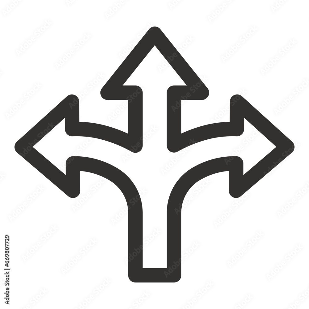 Three Arrow Vector Outline Icon. Three Way symbol. Triple Arrow icons. Triple Arrow collection. Triple Arrow - stock vector. Three Arrow Vector Outline Icon. Three Way symbol. Triple Arrow icons. Triple Arrow collection. Triple Arrow - stock vector.