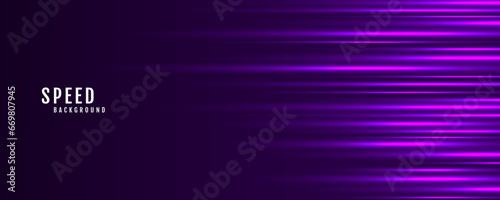 3D purple techno geometric background on dark space with glow lines motion effect decoration. Modern graphic design element panoramic high speed style concept for banner, flyer, card or brochure cover