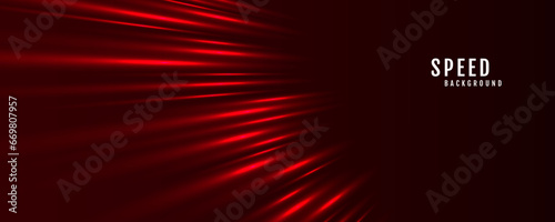 3D red techno geometric background on dark space with glow lines motion effect decoration. Modern graphic design element panoramic high speed style concept for banner, flyer, card, or brochure cover