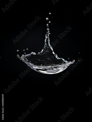 Abstract shape water drop on black background close up AI