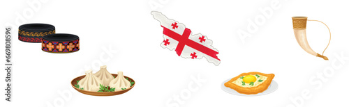 Georgia Cultural Symbol and Country Attribute Vector Set