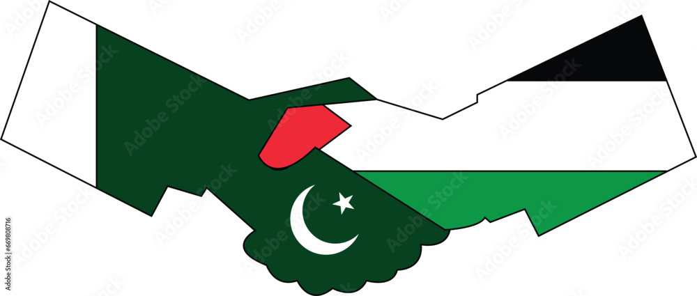 Pakistan and Palestine hand shake. Pakistan and Palestine Friendship