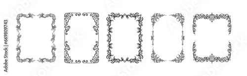 Decorative Frames with Ornament Rectangle Border Vector Set