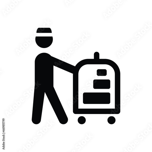 Luggage trolley vector icon