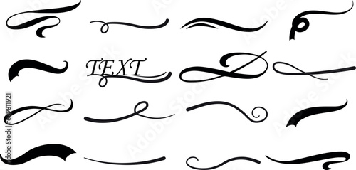 calligraphic swirls and flourishes Vector illustration on a white background, Calligraphy swoosh underline
are perfect for design projects, invitations, and cards photo