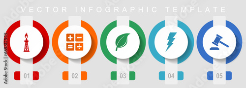 Fuel and energy flat design icon set, miscellaneous icons such as oil and gas, calculator, leaf, bolt and auction, vector infographic template, web buttons collection