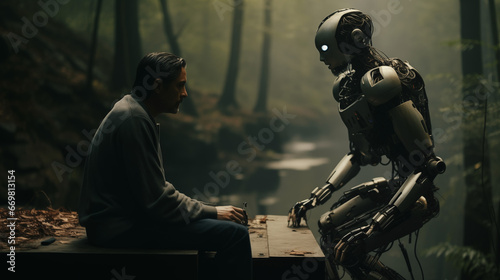 Human and AI bot