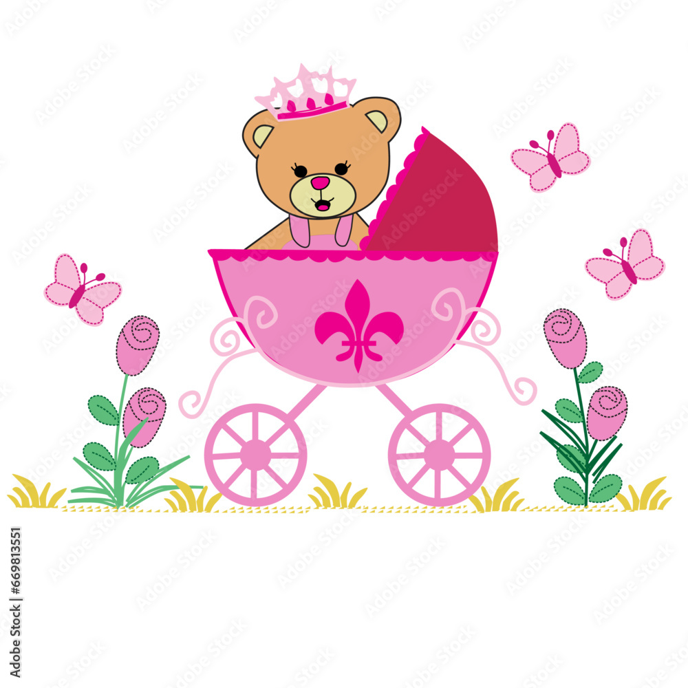 cute teddy queen born with butterfly flower print cute teddy queen born with butterfly flower print