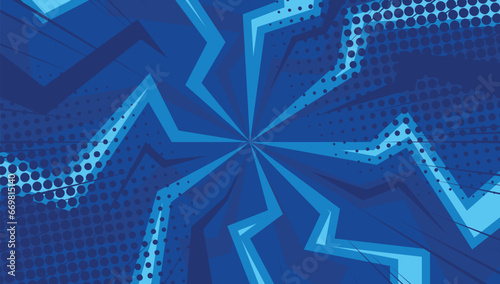 Comic rays abstract blue background design