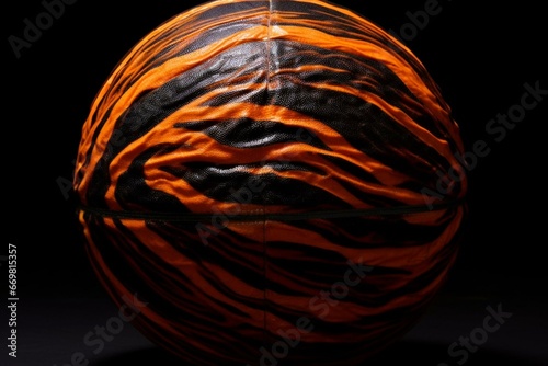 Orange laced, black basketball. Generative AI