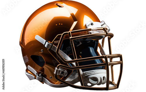 Shinning Brown American Football Helmet Isolated on Transparent Background PNG.