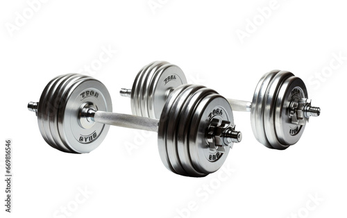 Shinning Barbells Dumbbells Gym Instrument Isolated on Transparent Background PNG.