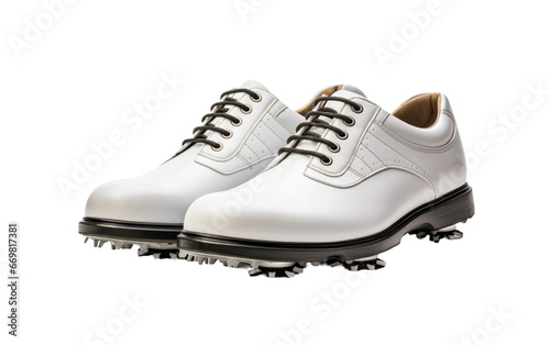 Stunning White Golf Shoes Isolated on Transparent Background PNG.