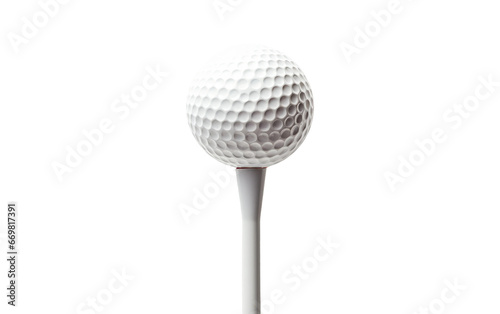 Stunning White Golf Ball on Golf Tee Isolated on Transparent Background PNG.