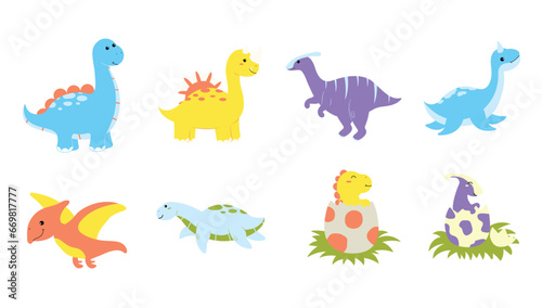 Fototapeta Naklejka Na Ścianę i Meble -  Full Set of Dinosaurs Series