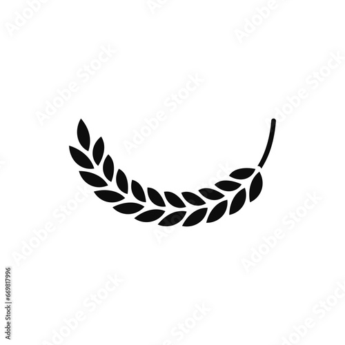 Silhouette of bent spikelet. A semicircular curved shape.
