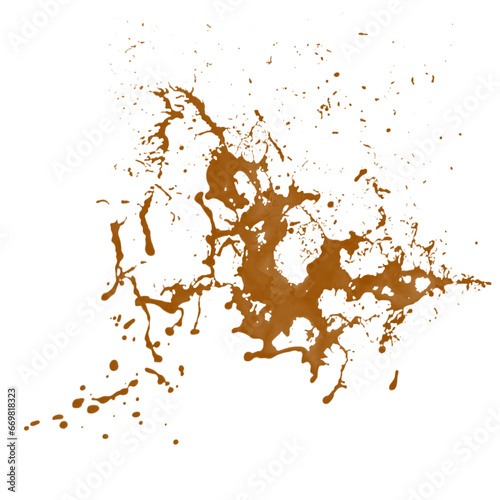 Coffee, chocolate, liquid stains isolated on a transparent background. Royalty high-quality free stock PNG image of Coffee, Tea Stains  spill. Round coffee stain isolated, cafe splash fleck drink, slu