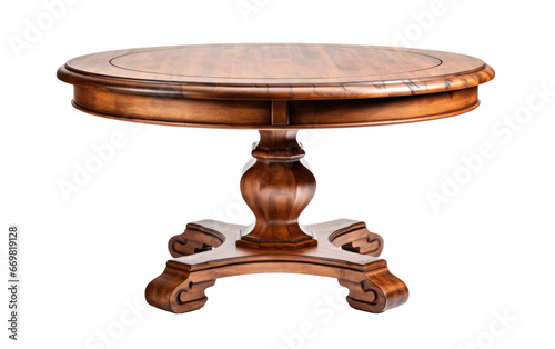 Brown Furnished Round Table of Wood Isolated on Transparent Background PNG. © Haider