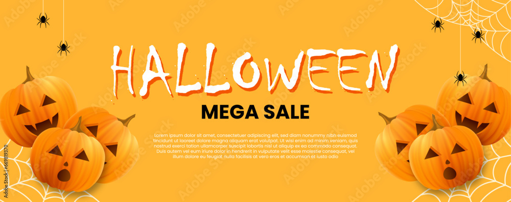 Naklejka premium Halloween Banner Design. Editable file