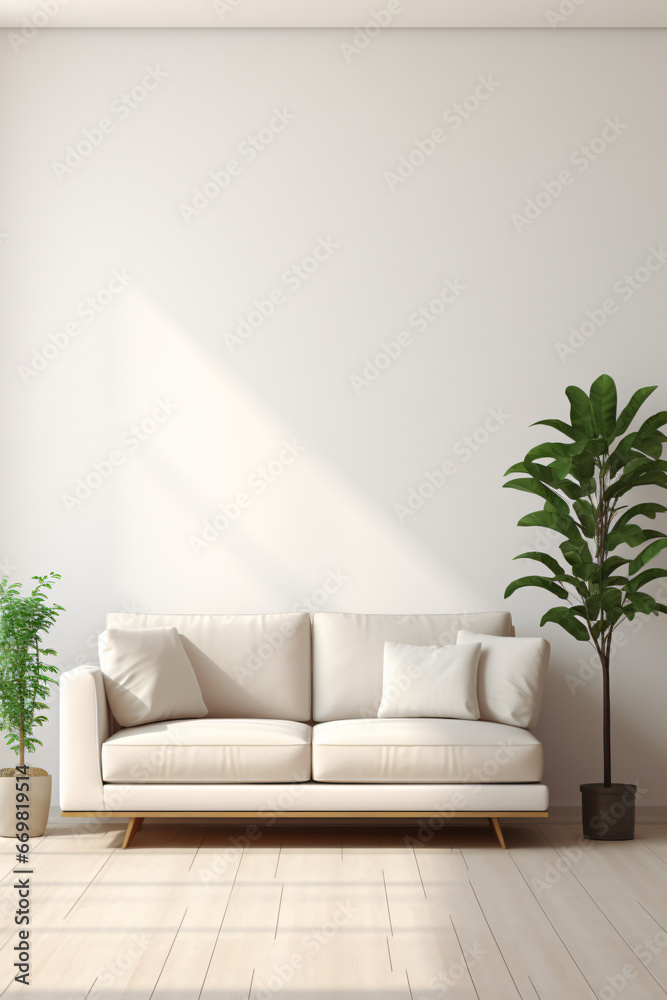 Empty living room with sofa, Generative Ai Empty living room with sofa, Generative Ai