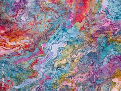 Marbled blue and pink abstract background. Liquid marble gradient mixing Swirled ink pattern texture watercolor acid wash texture bright colorful