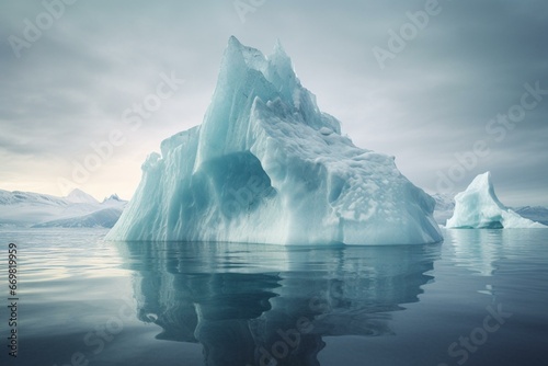 An iceberg symbolizing the hidden dangers of global warming. Generative AI