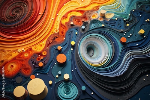 Colorful paper creates a galaxy space background. Generative AI