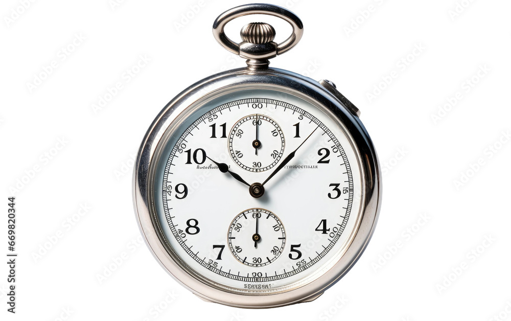 Beautiful White Color Stopwatch Isolated on Transparent Background PNG.