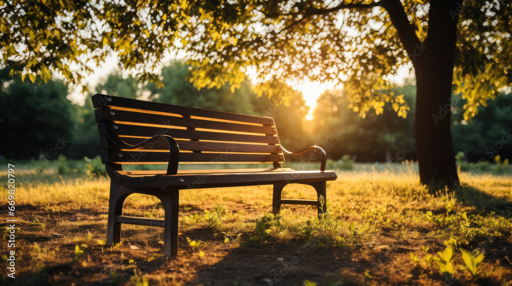 Park bench at sunset
