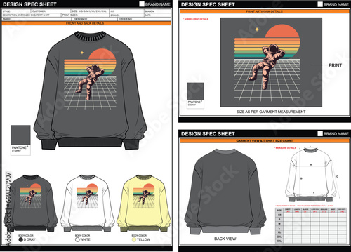KEEP CALM ASTRO STREETWEAR VECTOR DIGITAL DTG DTF HEAT TRANSFER STICKER SUBLIMATION PRINT UNISEX OVERSIZED SWEATER T SHIRT TECHPACK MEASUREMENT LAYOUT TEMPLATE DESIGN