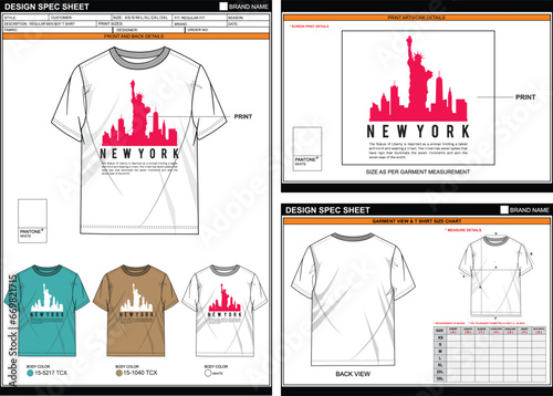 NEW YORK STATUE OF LIBERTY USA STREETWEAR VECTOR DIGITAL DTG DTF HEAT TRANSFER STICKER SUBLIMATION PRINT MEN BOYS REGULAR T SHIRTTECHPACK MEASUREMENT LAYOUT TEMPLATE DESIGN