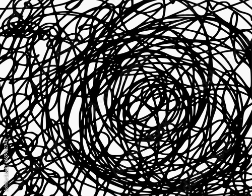 Abstract background with tangled wires texture. Editable thick strokes. 