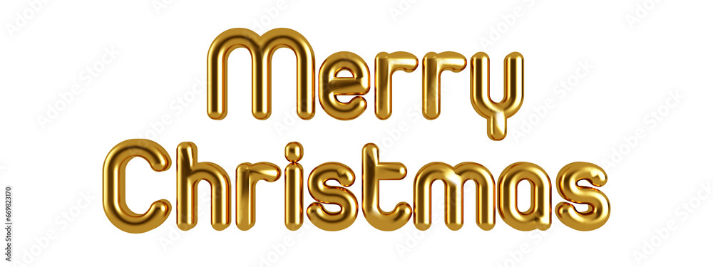 Fototapeta premium Merry christmas gold text in 3d rendering isolated