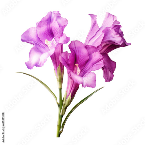 Violet,purple gladiolus flower blossom isolated on transparent background,transparency 