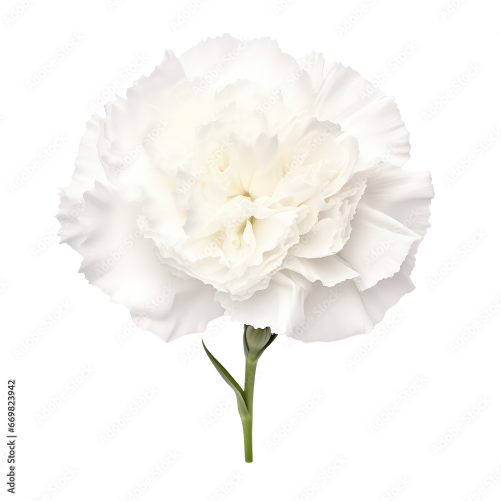 White carnation isolated on transparent background,transparency 