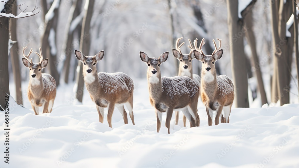 Fototapeta premium deer in the snow