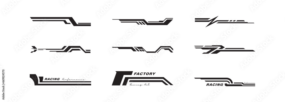 Car stripe element sticker for racing sport vector design - obrazy, fototapety, plakaty 
