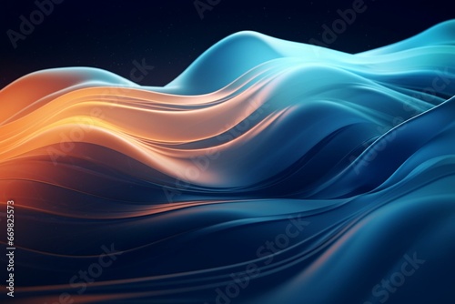 Visually captivating dynamic abstract background with fluid motion and wave-like particles suited for various design purposes. Generative AI