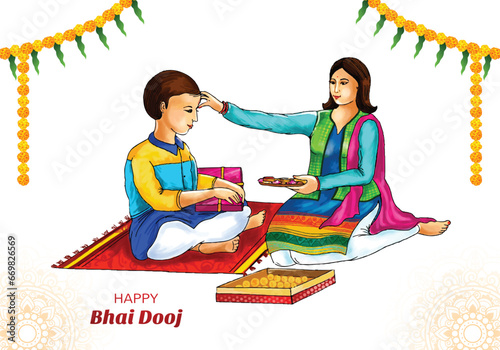 Happy bhai dooj indian festival brother and sister card background