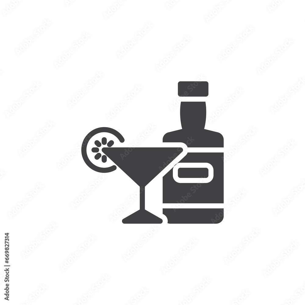 Margarita cocktail and martini bottle vector icon Margarita cocktail and martini bottle vector icon
