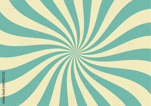 Carnival stripe rays background layout, retro spiral circus poster with radial burst, vector sunlight. Funfair carnival background of pinwheel stripes or blue and beige sunbeam radial rays pattern