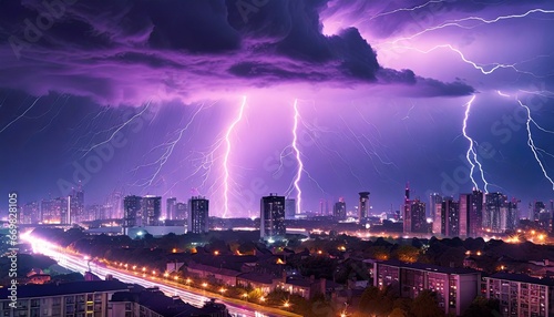 lightning over the city