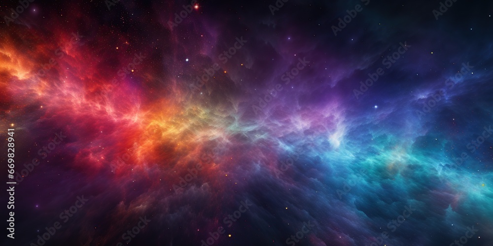 
Color Explosion in Space: A burst of vibrant colors on a dark background, creating an abstract starry effect. Blank space in the bottom corner for prominent text , abstract wallpaper background